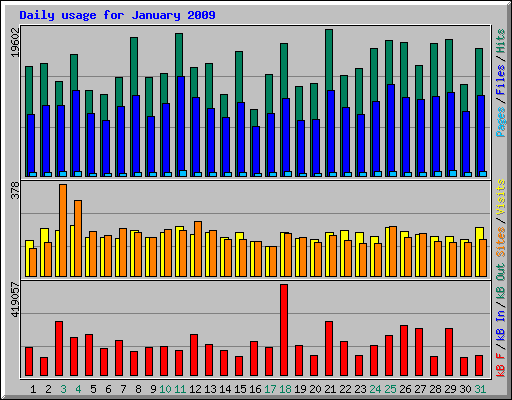 Daily usage for January 2009