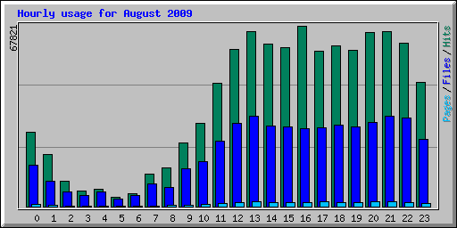 Hourly usage for August 2009